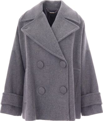 Liu Jo Medium Grey Melange Oversized Wool Coat