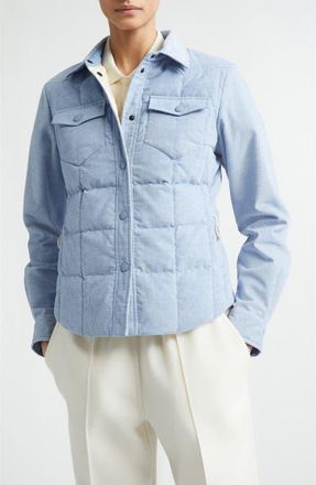 Moncler Nangy Quilted Down Shirt Jacket in Light Blue at Nordstrom, Size 00