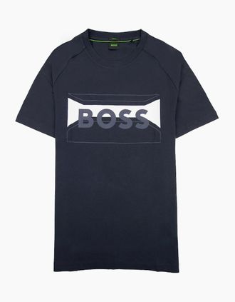 HUGO BOSS Mens Hugo Boss Tee 2 Artwork Logo T Shirt Navy 402 - Black - Size: 36