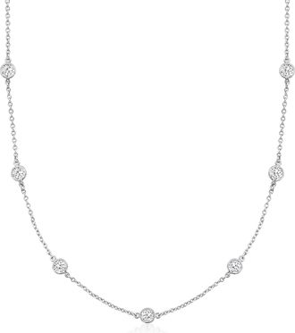 Ross-Simons Moissanite Station Necklace in Sterling Silver
