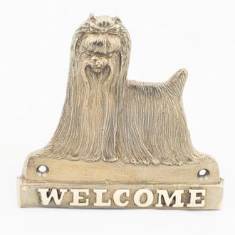 OEM Yorkshire Terrier, York, York, Yorkie: Placa De Puerta Con Un Perro, Placa De Bienvenida De Lat&oacute;n, Se&ntilde;al &Uacute;nica Con La Inscripci&oacute;n Welcome De Art-dog