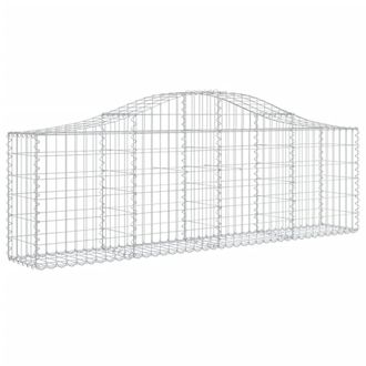 Berkfield Home Decorative Arched Gabion Baskets 6 pcs 200x30x60/80 cm Galvanised Iron in Silver