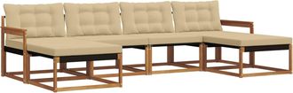 vidaXL Conjunto De Sof&aacute;s De Exterior 6 Uds. Natural Y Beige Vidaxl