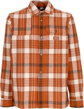 Dickies Bruine Flanellen Overhemd met Lange Mouwen - Heren - Casual Overhemden - Bruin - S - Katoen - Overhemden