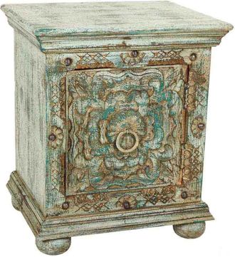 Wanderlust Deco Wanderlust Deco - Mesita De Madera Tallada Verde 50x40x59