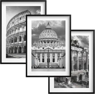 OEM Cuadros P&oacute;sters Murales Blanco Y Negro Ciudad Tr&iacute;ptico Para La Pared Con Marcos Roma