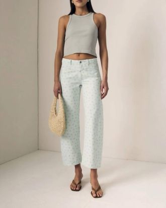 LE JEAN Selena Mid Rise Crop Jeans In Minty Floral