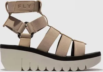 FLY London Womens Strappy Hook And Loop Sandals In Cloud/beige