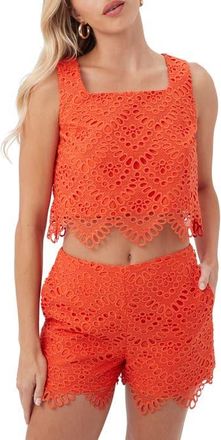 Trina Turk Albi Lace Crop Top in Marseille Mandarin at Nordstrom, Size 12