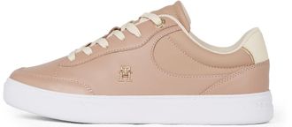 Tommy Hilfiger Womens Essential Chic Leather Court Trainers, Brown (Claystone), 6.5