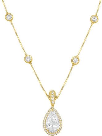 Diana M. Jewels 14kt Yellow gold Lab Grown 10.00 ct Pear Diamond Halo Pendant With Bail