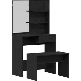 vidaXL Conjunto De Mesa De Tocador Roble Negro 74.5 X 40 X 141 Cm Vidaxl