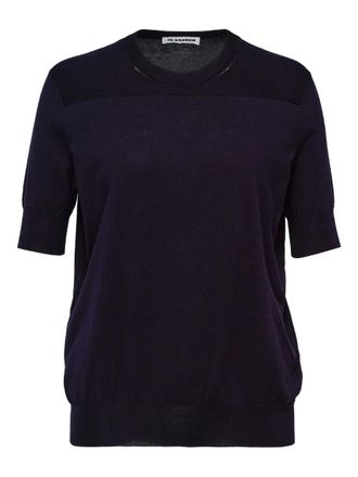 Jil Sander mesh-panel short-sleeve top - Blue