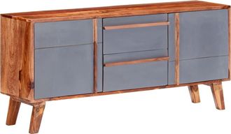 vidaXL Aparador De Madera Maciza Gris 120x30x55 Cm Vidaxl