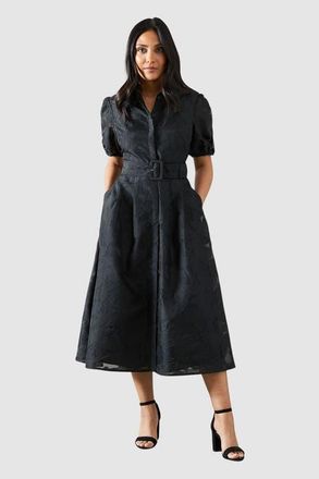 Wallis Petite Burnout Floral Shirt Dress in Black at Nordstrom, Size 6P