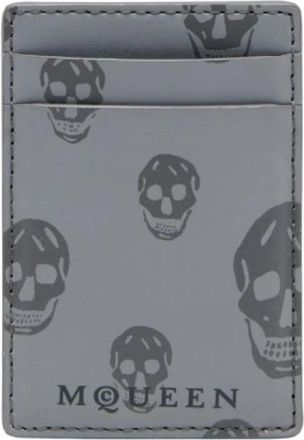 Alexander McQueen Magnetische Kaarthouder - Heren - Portefeuilles - Grijs - ONE Size - Leer - Accessoires