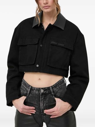 Miss Sixty cropped trimmed-collar denim jacket - women - Fabric - M - Black