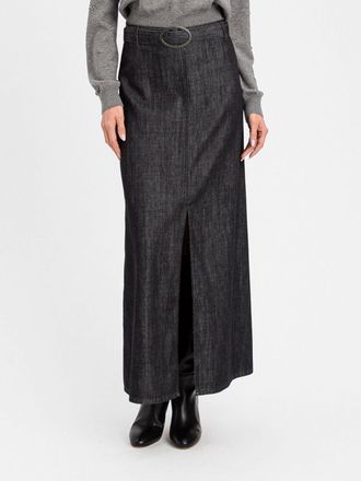 Twin-Set Gonna lunga a tubino in denim a vita alta con spacco