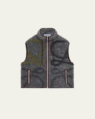 Loewe Mens Monogram Fleece Full-Zip Vest