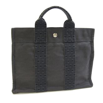 Herm&egrave;s Gray Canvas Handbag Tote Bag (Pre-Owned)
