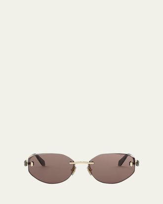 Bulgari Serpenti Forever Rimless Oval Metal Sunglasses