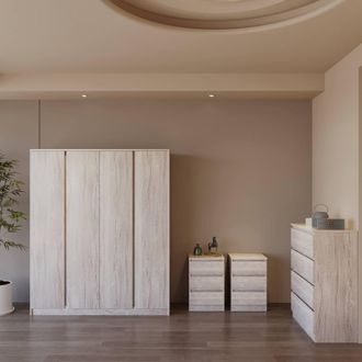 Seconique Malvern 4 Door Wardrobe Bedroom Set in Light Grey