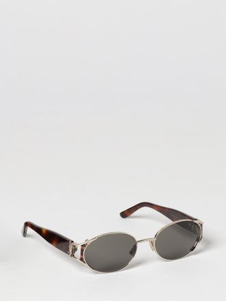 Saint Laurent Occhiali da sole tartarugati con forma ovale e logo YSL in metallo