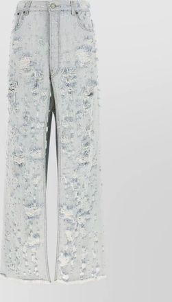 Haikure gana denim skirt belt loops raw hem