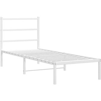 vidaXL Estructura Cama Sin Colch&oacute;n Con Cabecero Metal Blanco 75x190 Cm Vidaxl