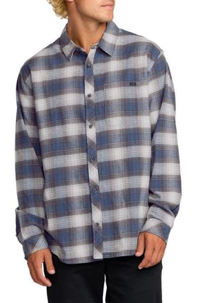 Billabong Coastline Cotton Flannel Button-Up Shirt in Blue at Nordstrom, Size Large