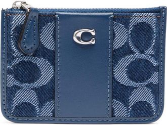 Coach Logo-jacquard Denim and Leather Wallet - One Size
