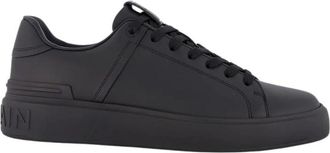 Balmain Zwarte Leren Lage Sneakers - Heren - Sneakers - Zwart - 39 EU - Leer - Schoenen