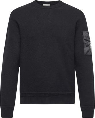 Moncler Wool Sweater - Heren - Sweatshirts - Blauw - XL - Wol - Hoodies & sweatvesten