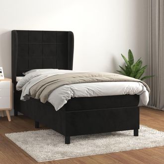 vidaXL Vidaxl - Cama Box Spring Con Colch&oacute;n Cuero Sint&eacute;tico Negro 90x190 Cm