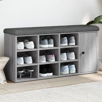 vidaXL Vidaxl - Banco Zapatero Madera De Ingenier&iacute;a Gris Sonoma 102x32x50 Cm