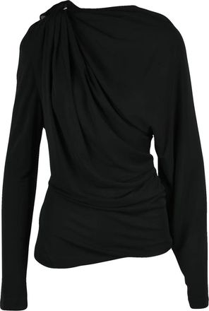 Victoria Beckham Black Viscose Asymmetric Draped Blouse