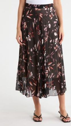 Joie Floral Pleated Midi Skirt in Black Multi at Nordstrom Rack, Size X-Small