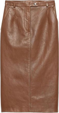 Prada Gonna a matita in pelle - Marrone