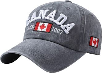 Generic Canada Baseball Cap Canada Day Embroidered Maple Leaf Flag Adjustable Hat Baseball Cap Leather Light Gray