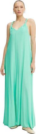 Patrizia Pepe Maxi jurk met ringdetails - Dames - Maxi kleedjes - Groen - L - Leer - Kleedjes