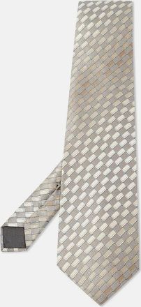 Lanvin Grey Printed Silk Traditional Tie