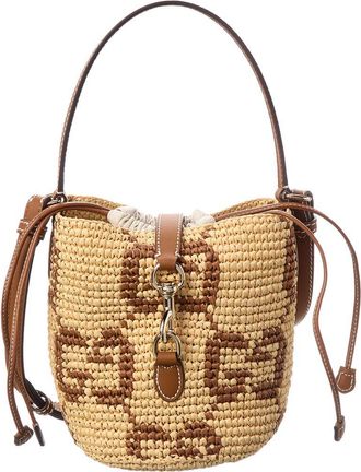Gucci Gg Leather-Trim Bucket Bag
