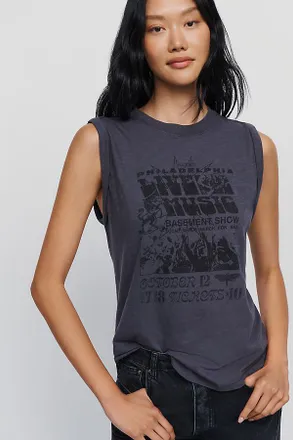 Pilcro Vinnie 100% Cotton Slub Graphic Muscle Tee