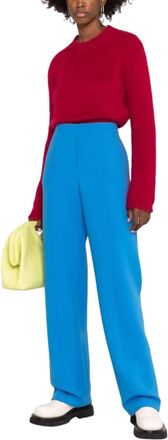 Ferragamo High-Waisted Straight-Leg Trousers In Blue