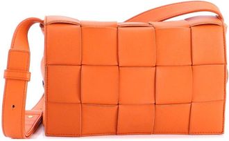 Bottega Veneta Orange Maxi Intrecciato Leather Cassette Crossbody Small (Authentic Pre-Loved)