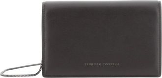 Brunello Cucinelli Leren Portemonnee met Ketting - Dames - Mini tas - Bruin - ONE Size - Leer - Tassen