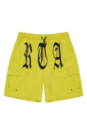 Rta Miguel Board Shorts in Citron Old English Rta at Nordstrom, Size Xxx-Large