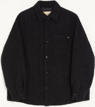 Valentino Valentino Cotton Tweed Shirt Jacket With Vgold Man BLACK 44