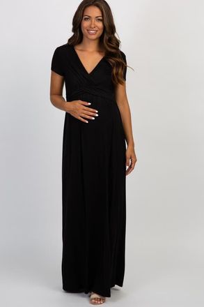 Pinkblush Draped Nursing Maxi Dress in Black at Nordstrom, Size X-Large