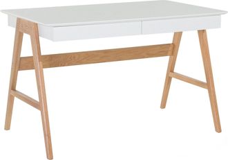 Beliani Beliani - Escritorio Blanco Madera Clara 120 X 70 Cm 2 Cajones Oficina En Casa Sheslay